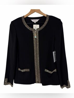 Exclusively Misook Black Shiny Jacket XS Knit Blazer NWT